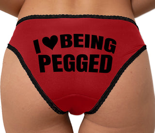 I Love Being Pegged Bikini - Red with Black Lace
