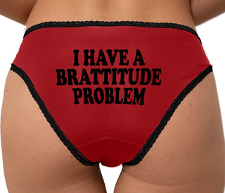 I Have A Brattitude Problem Bikini - Red with Black Lace