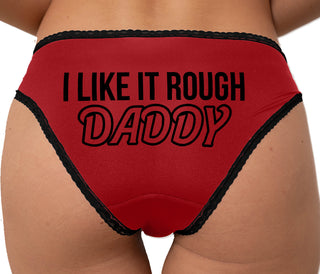 I Like It Rough Daddy Bikini - Red with Black Lace