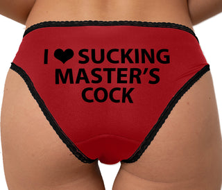 I Love Sucking Master's Cock Bikini - Red with Black Lace