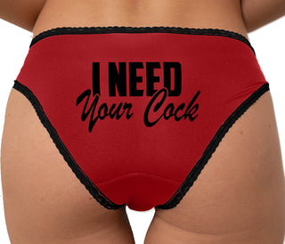 I Need Your Cock Bikini - Red with Black Lace