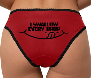 I Swallow Every Drop Bikini - Red with Black Lace