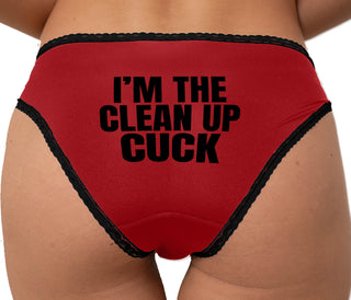 I'm The Clean Up Cuck Bikini - Red with Black Lace
