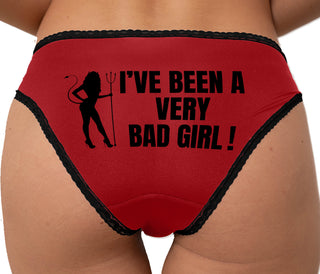 I've Been A Very Bad Girl Bikini - Red with Black Lace