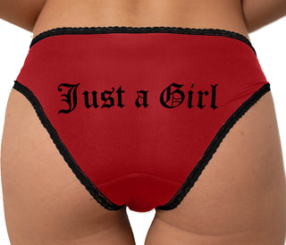 Just A Girl Bikini - Red with Black Lace