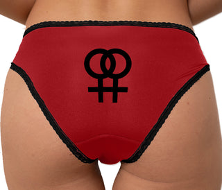 Lesbian Sign Bikini - Red with Black Lace