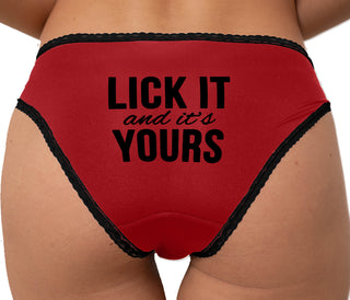 Lick It And It's Yours Bikini - Red with Black Lace