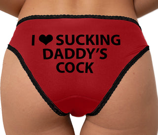 I Love Sucking Daddy's Cock Bikini - Red with Black Lace