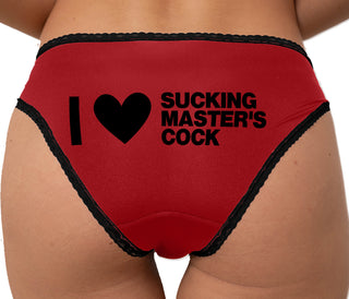 I Love Sucking Master's Cock Bikini - Red with Black Lace