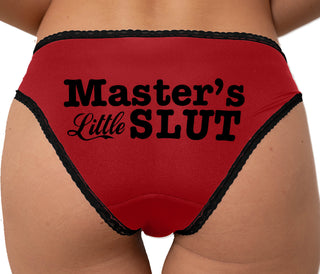 Master's Little Slut Bikini - Red with Black Lace