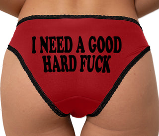 I Need A Good Hard Fuck Bikini - Red with Black Lace