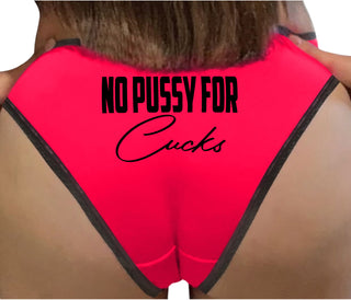 No Pussy For Cucks Bikini - Red with Black Lace
