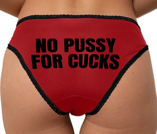 No Pussy For Cucks Bikini - Red with Black Lace