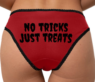 No Tricks Just Treats Bikini - Red with Black Lace