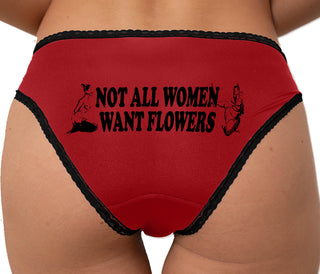 Not All Women Want Flowers Bikini - Red with Black Lace