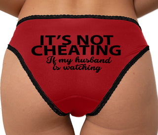 Its Not Cheating If My Husband Is Watching Bikini - Red with Black Lace