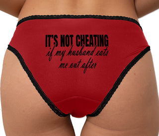 It's Not Cheating If My Husband Eats Me Out After Bikini - Red with Black Lace