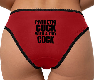 Pathetic Cuck With A Tiny Cock Bikini - Red with Black Lace