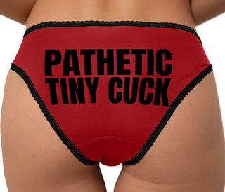 Pathetic Tiny Cuck Bikini - Red with Black Lace