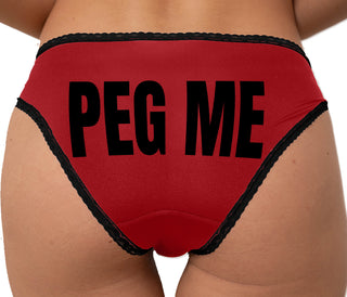 Peg Me - Bold Logo Bikini - Red with Black Lace