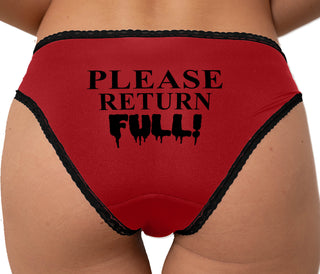 Please Return Full Bikini - Red with Black Lace