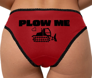 Plow Me - Funny Tractor Design Bikini - Red with Black Lace