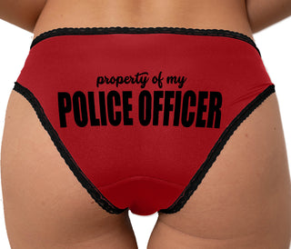 Property Of My Police Officer Bikini - Red with Black Lace