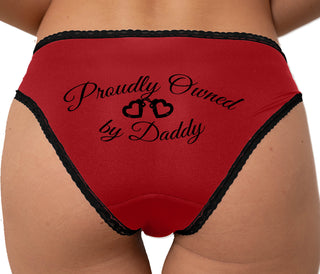 Proudly Owned By Daddy Bikini - Red with Black Lace