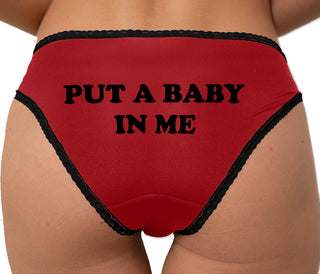 Put A Baby In Me Bikini - Red with Black Lace