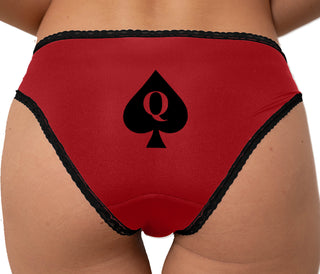Queen Of Spades Symbol Logo Bikini - Red with Black Lace