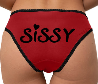 Sissy Bikini - Red with Black Lace
