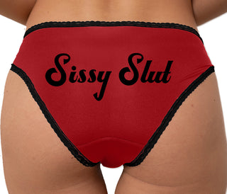 Sissy Slut Bikini - Red with Black Lace