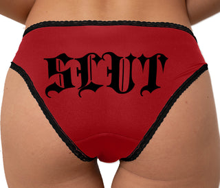 Slut - Goth Look Bikini - Red with Black Lace
