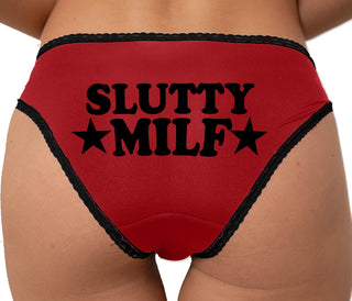 Slutty MILF Bikini - Red with Black Lace