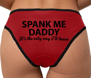 Spank Me Daddy It's The Only Way I Will Learn Bikini - Red with Black Lace