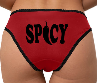 Spicy - Cute Pepper Logo Bikini - Red with Black Lace