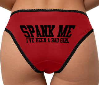 Spank Me I Have Been A Bad Girl Bikini - Red with Black Lace