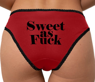 Sweet As Fuck Bikini - Red with Black Lace