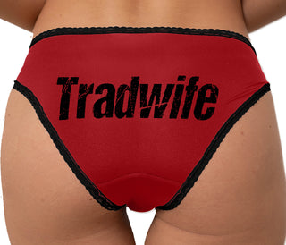 Tradwife - Grunge Print Bikini - Red with Black Lace