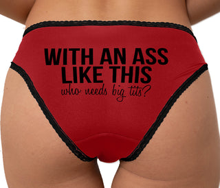 With An Ass Like This Who Needs Tits Bikini - Red with Black Lace