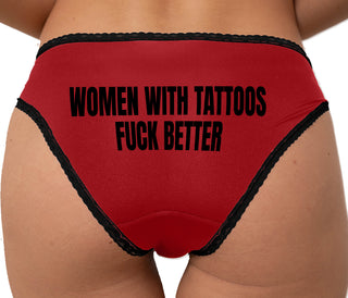 Women With Tattoos Fuck Better Bikini - Red with Black Lace