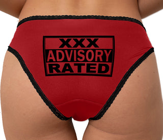 XXX Rated  Advisory Warning Bikini - Red with Black Lace