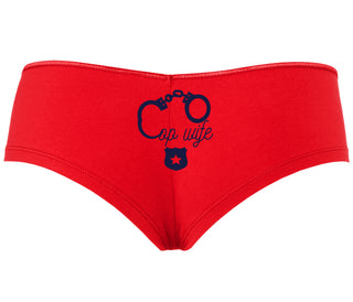 Cop Wife - Cute Handcuffs - Red Boyshort