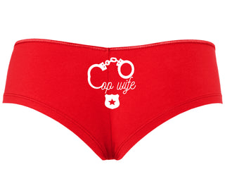 Cop Wife - Cute Handcuffs - Red Boyshort