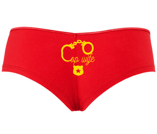 Cop Wife - Cute Handcuffs - Red Boyshort