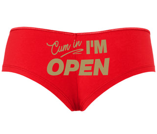 Cum In I'm Open - Red Boyshort