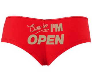 Cum In I'm Open - Red Boyshort