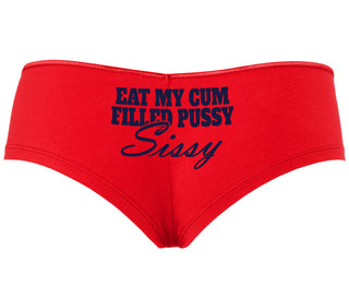 Eat My Cum Filled Pussy Sissy  Cuck - Red Boyshort