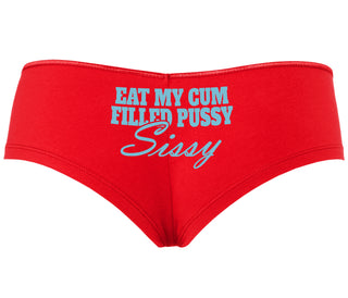 Eat My Cum Filled Pussy Sissy  Cuck - Red Boyshort