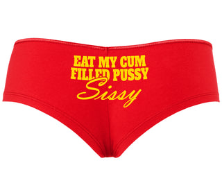 Eat My Cum Filled Pussy Sissy  Cuck - Red Boyshort